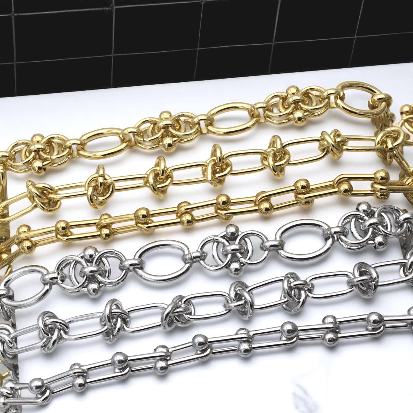 Stainless Steel Chunky Chain Link Necklace or Bracelet Silver and Gold Plated Chains – DIY Jewelry Supplies, Accessories....