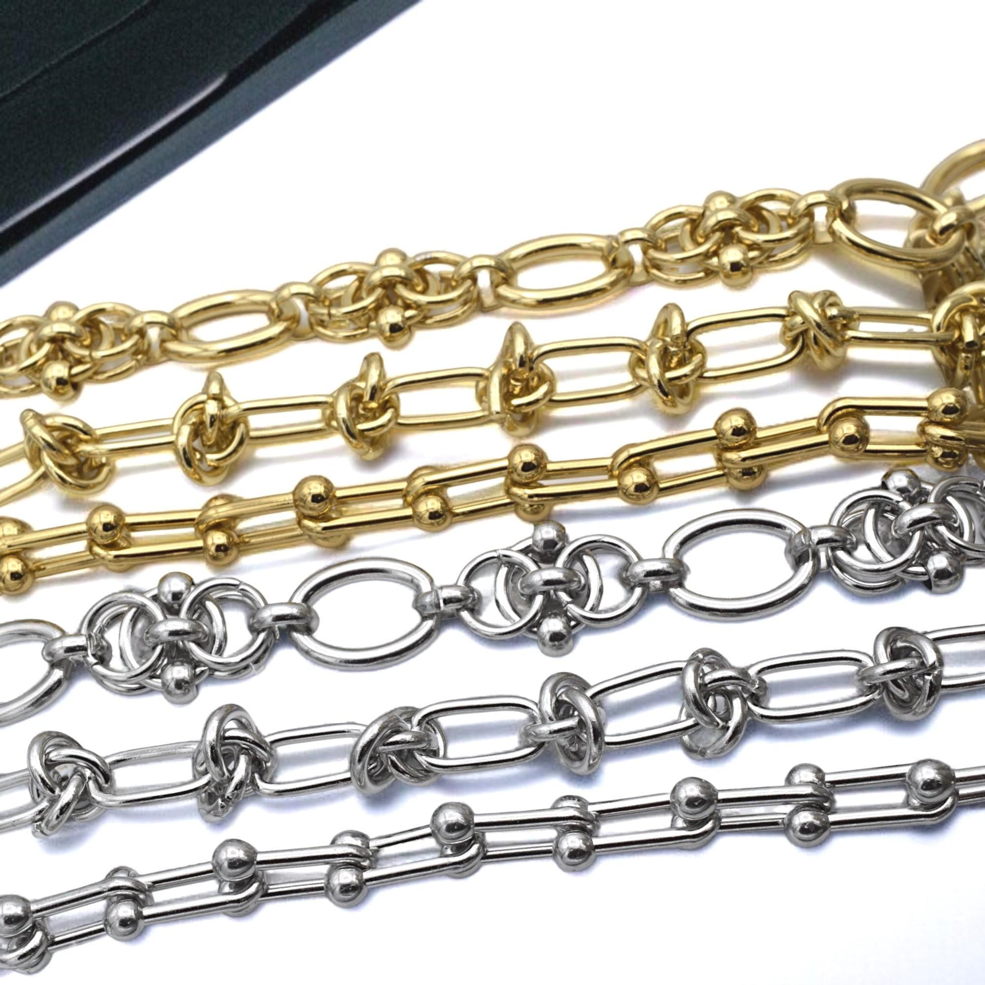 Stainless Steel Chunky Chain Link Necklace or Bracelet Silver and Gold Plated Chains – DIY Jewelry Supplies, Accessories....