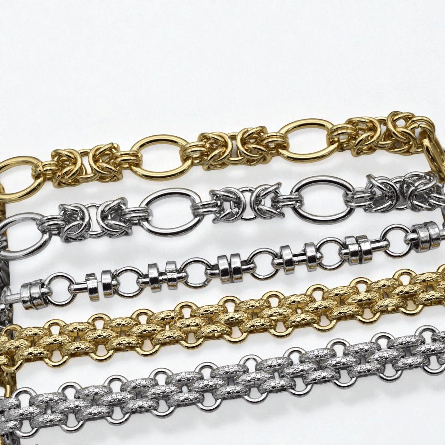 Chain By The Yard: Textured Oval Link Chain - Heavy Duty, Tarnish Resistant Gold & Silver Plated, Hypoallergenic Metal for Jewelry