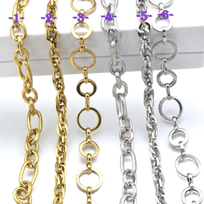 Stainless Steel Oval Link Chains Gold & Silver Textured Chains for Jewelry Making Circle Chain for Necklaces, Bracelets, C...