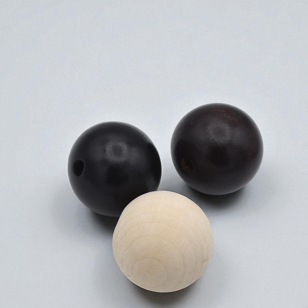 Large Wood Round Beads: Black Natural Dark 50mm - Smooth Surface, Big Hole, Rustic Jewelry Supplies