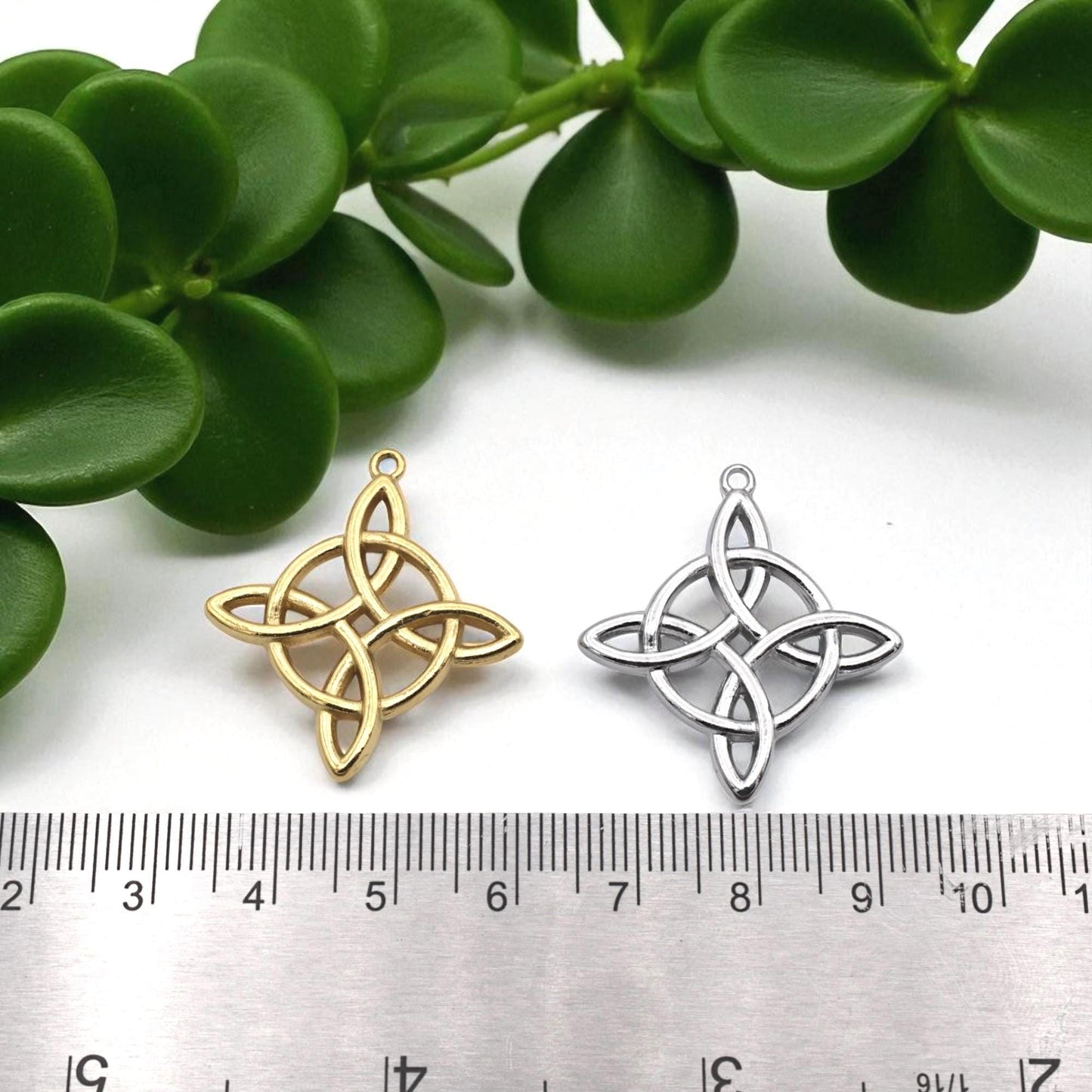 Pendant Star Cross Celtic Trinity Knot: Gold Silver Stainless Steel, Tarnish Resistant | DIY Jewelry Supplies, 28x31mm Loop