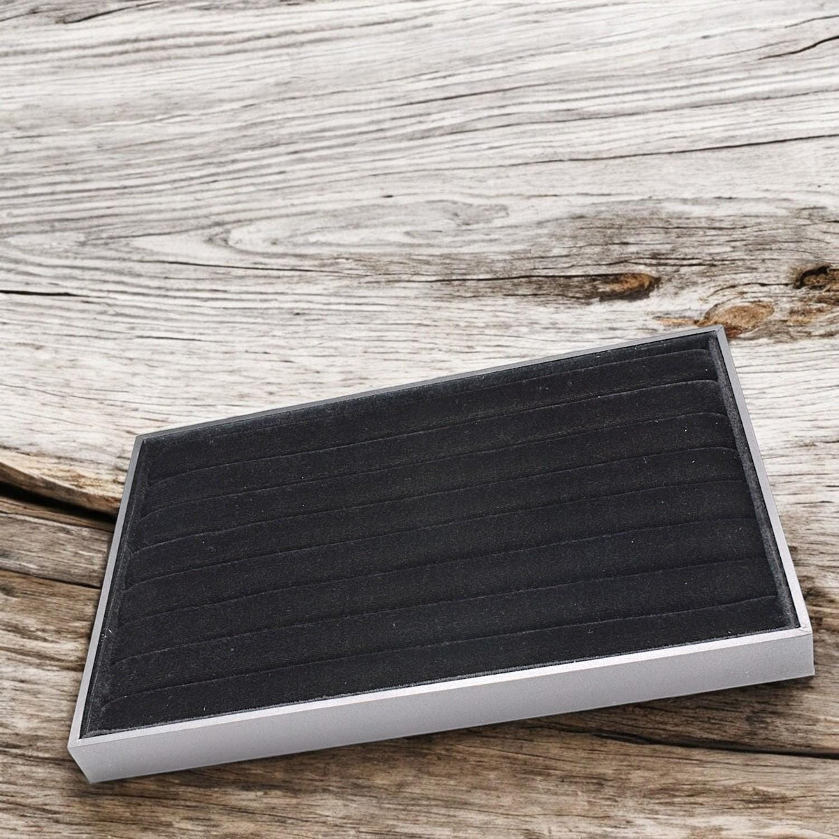 Black Velvet Ring Display Tray: Sleek Elegant Organizer - Soft Velvet, Secure Ring Storage, Trade Show and Craft Fair Essential