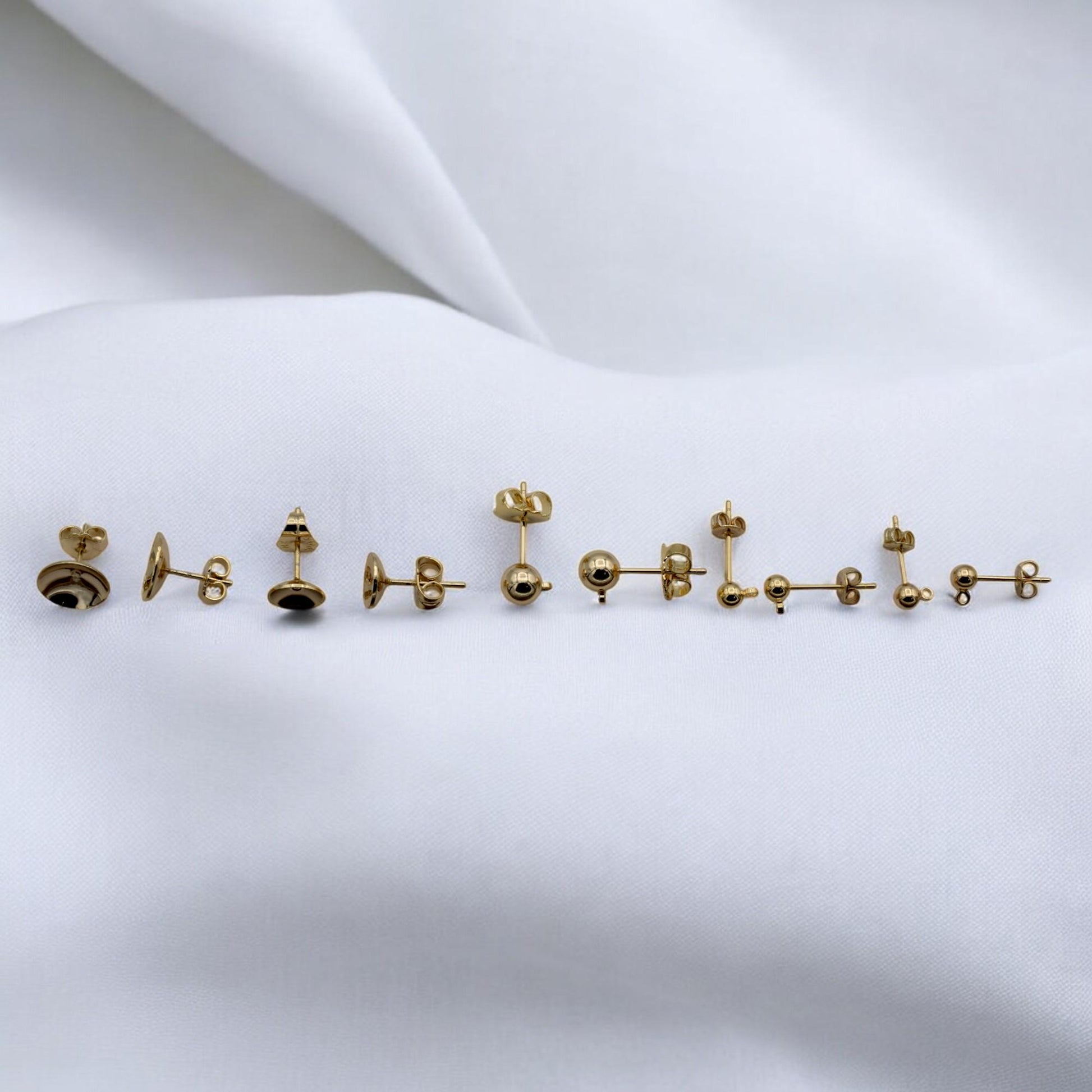 Ball Stud Earrings Set: Minimalist Gold Filled Round Dots - Multiple Sizes, Hypoallergenic Copper Base, Everyday Unisex Wear