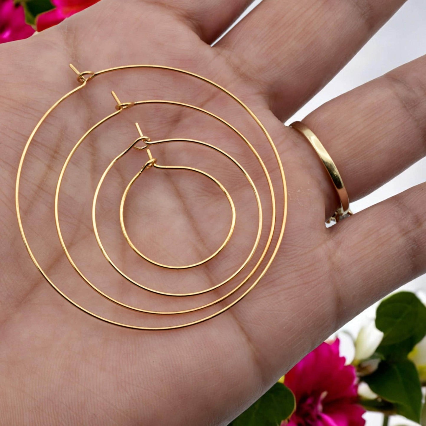18k Gold Filled Alternative Hoop Earring Bases: Classic and Statement Styles, Durable Gold Tone (20-50mm, 0.8mm Thickness)