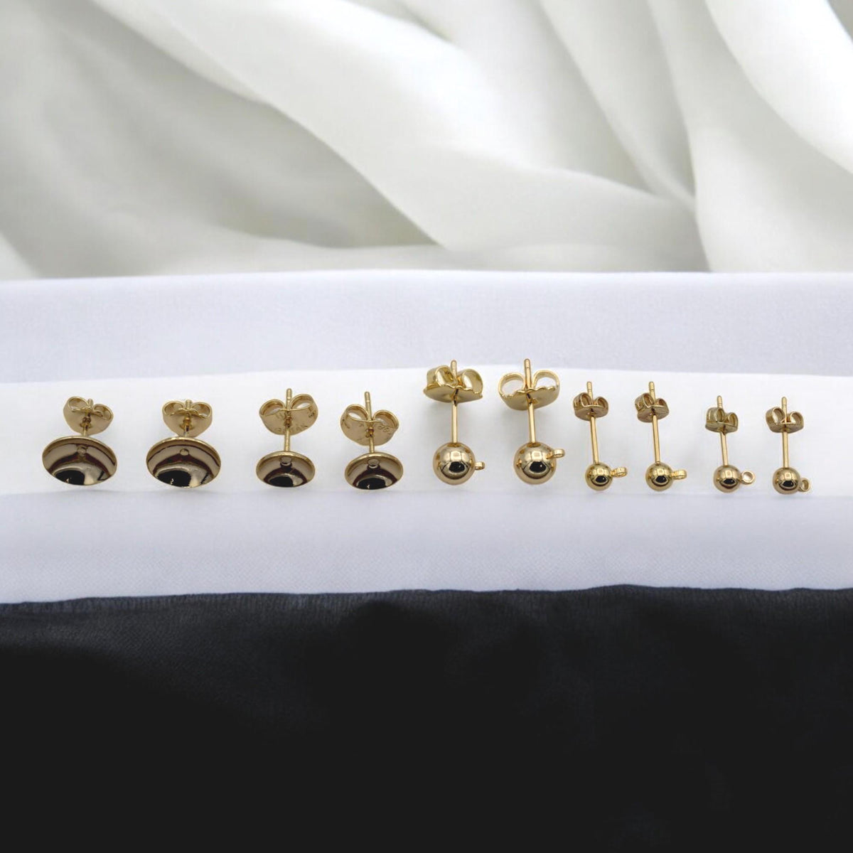 Gold Filled Alternative Ball Stud Earrings Set – Multiple Sizes Round Dot Studs, Hypoallergenic Minimalist Everyday Earrings, Unisex Jewelry