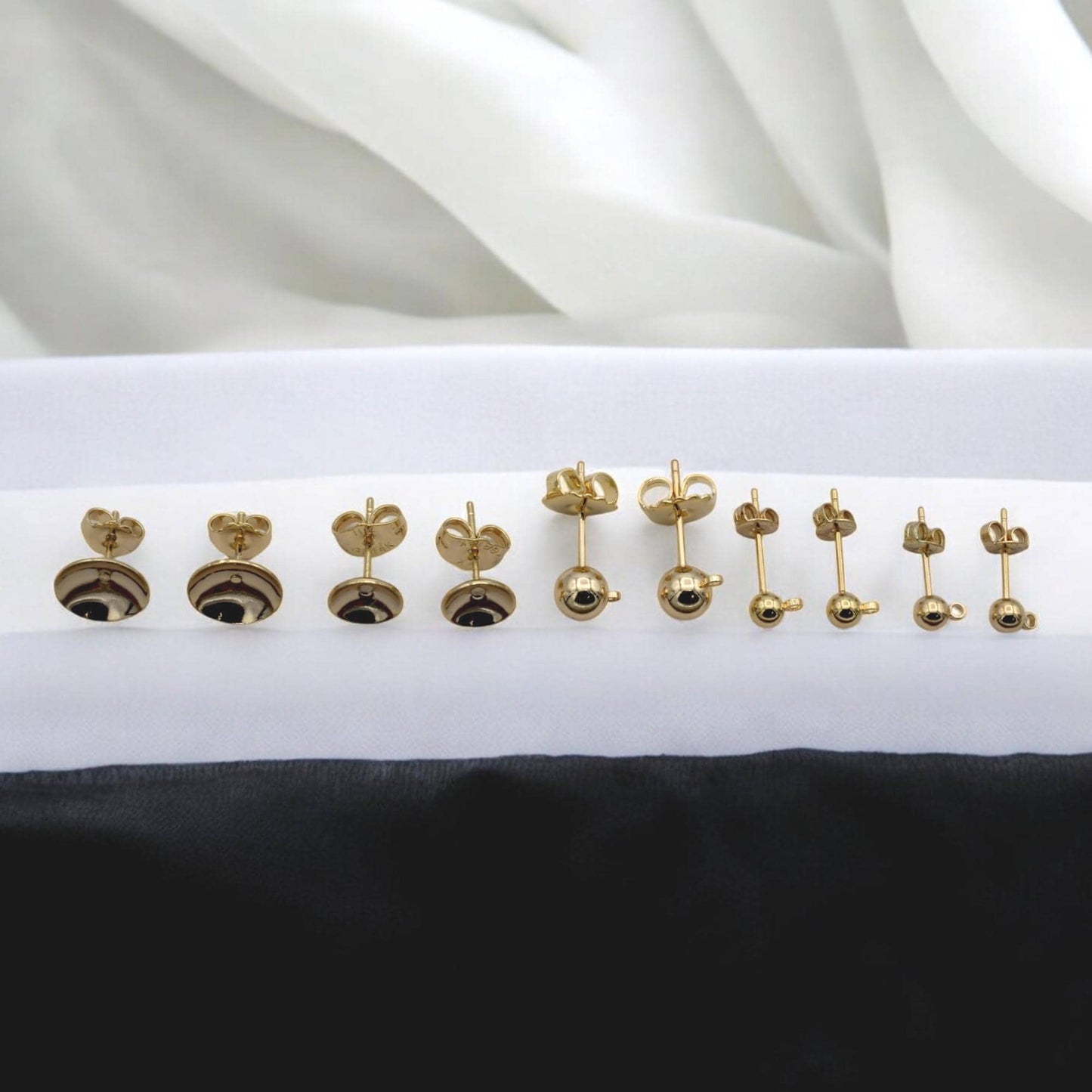 Ball Stud Earrings Set: Minimalist Gold Filled Round Dots - Multiple Sizes, Hypoallergenic Copper Base, Everyday Unisex Wear