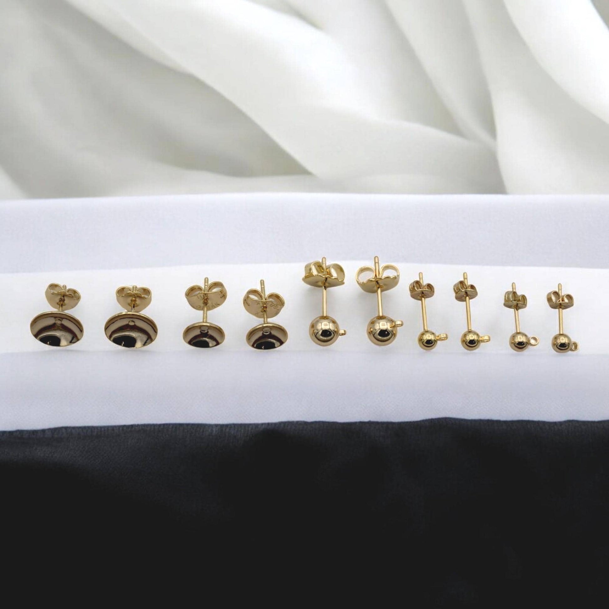 Ball Stud Earrings Set: Minimalist Gold Filled Round Dots - Multiple Sizes, Hypoallergenic Copper Base, Everyday Unisex Wear