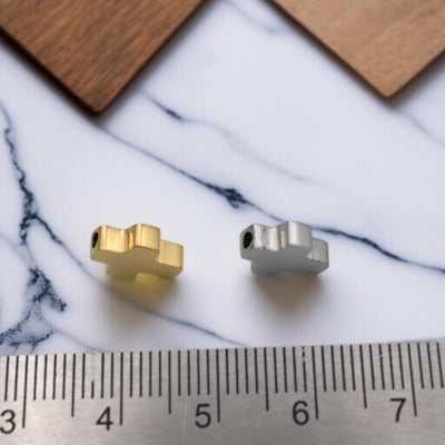 Gold or Silver Cross Spacer, Stainless Steel Beads for Jewelry Making, DIY Bracelet, Necklace Findings, 8x10mm Flat Cross...