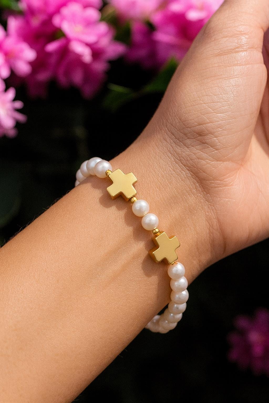 Gold Silver Cross Flat Spacer Beads: Polished Stainless Steel, 8x10mm, Durable Metal Findings | DIY Jewelry, Bracelet Components