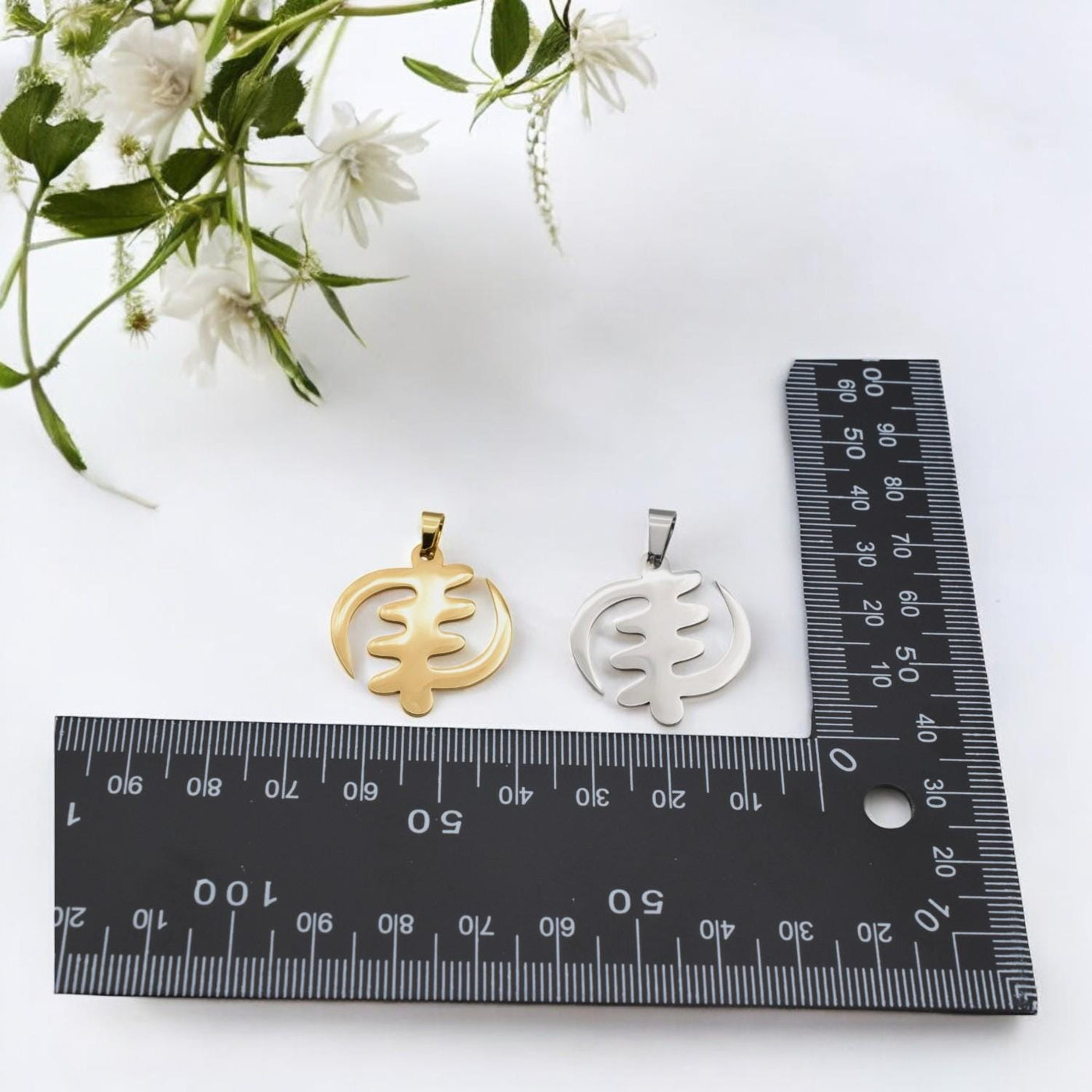 Gold and Silver Stainless Steel Gye Nyame Pendant   except for God   Powerful African Symbol Unisex Necklace Charm sold by...