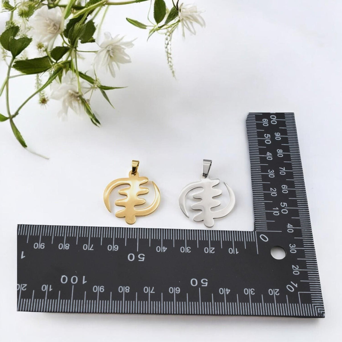 Gye Nyame Pendant: Gold Plated And Silver Tone - African Symbol, Durable Stainless Steel, Unisex Jewelry Charm