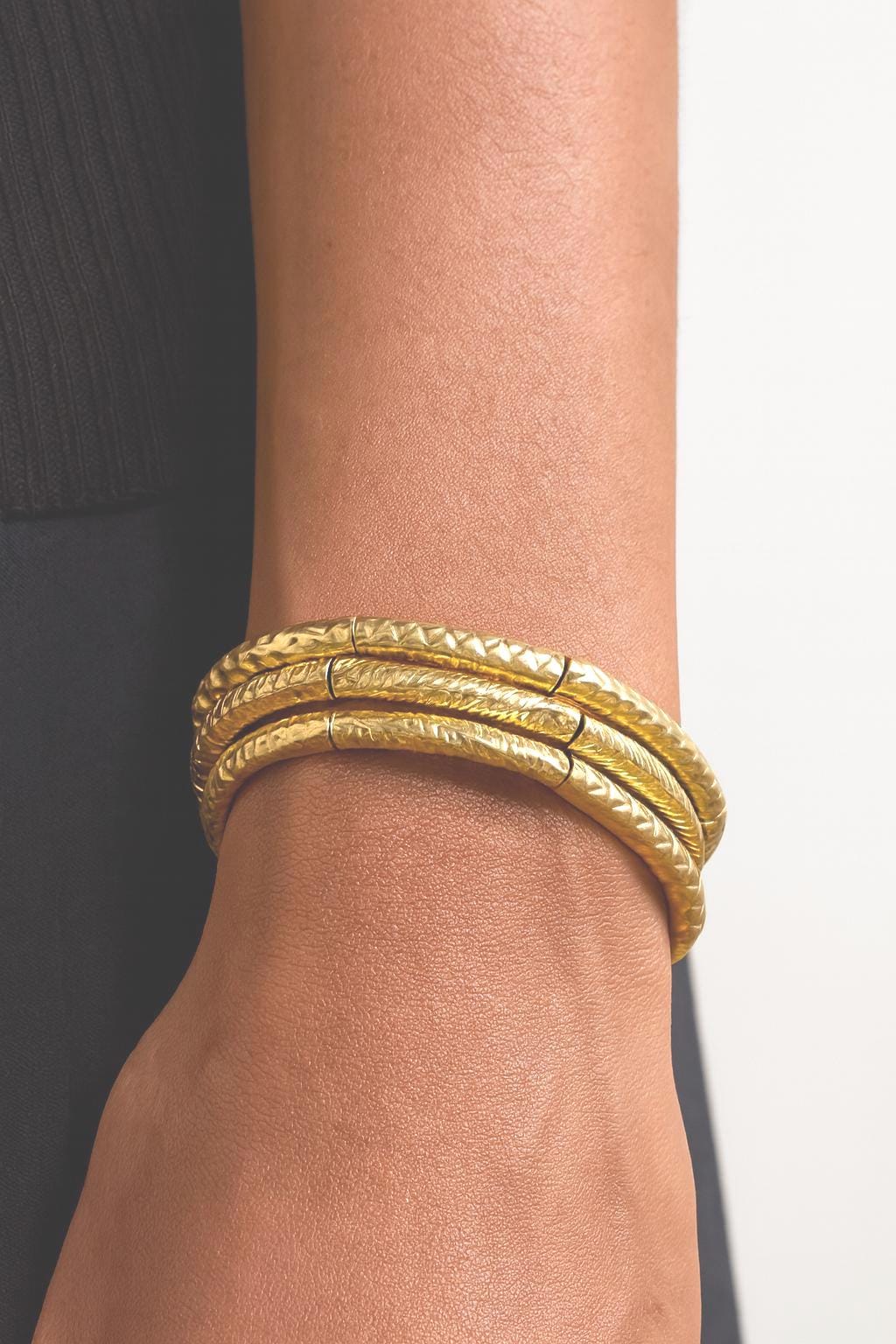 Gold Curved Tube Spacer Beads - Textured Gold-Plated Stainless Steel, Arched Design, Lightweight Durable | Jewelry Making Essentials