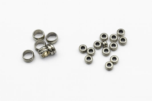 Roundel Plain Spacer Beads: Double Hole Design - Stainless Steel, Big Hole Sizes 5mm & 8mm, Jewelry Making Supply