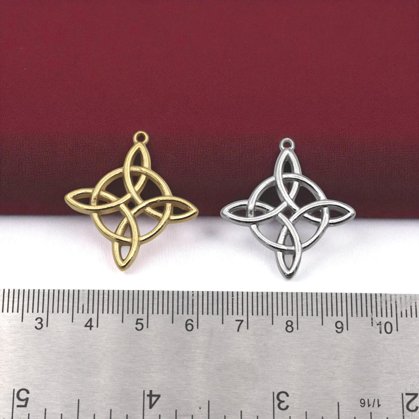 Celtic Knot Pendant Charm – Gold & Silver Stainless Steel Interlaced Star Cross DIY Necklace, Bracelet, Earring Findings.1...