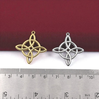 Celtic Knot Pendant Charm – Gold & Silver Stainless Steel Interlaced Star Cross DIY Necklace, Bracelet, Earring Findings.1...
