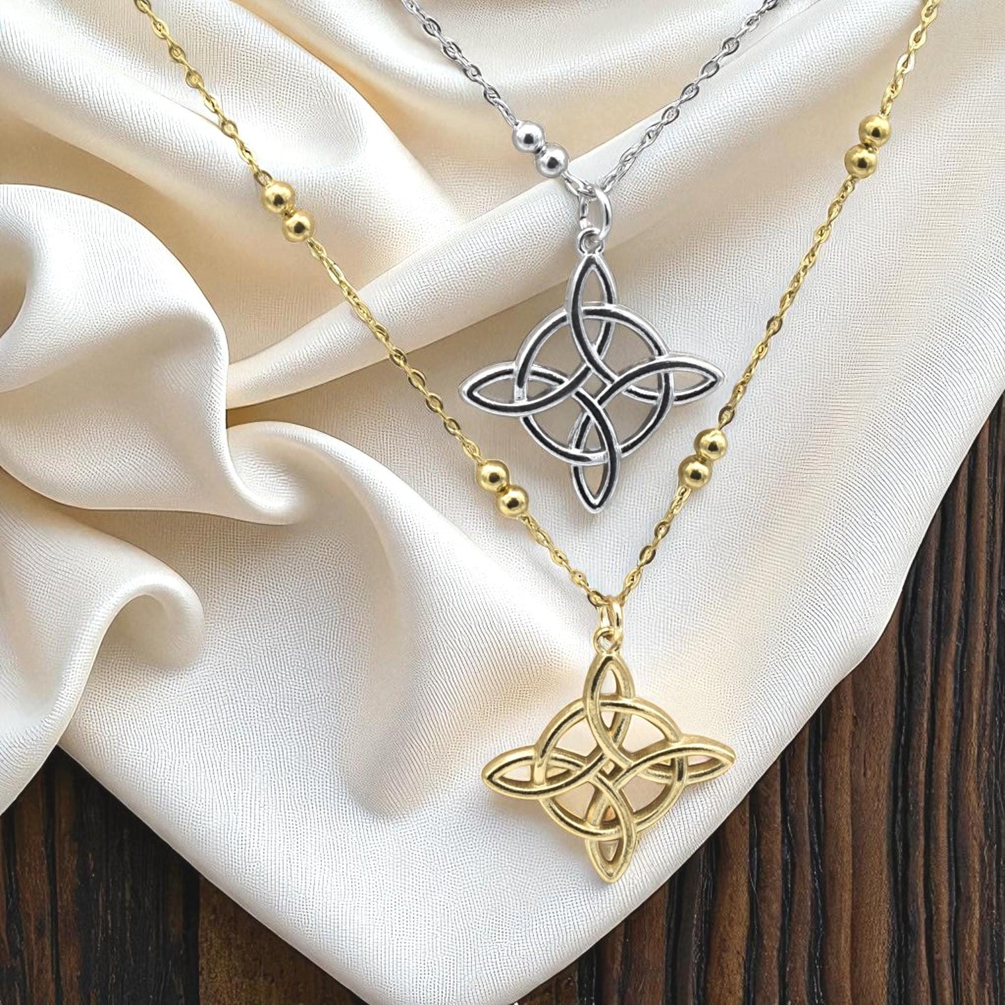 Pendant Star Cross Celtic Trinity Knot: Gold Silver Stainless Steel, Tarnish Resistant | DIY Jewelry Supplies, 28x31mm Loop