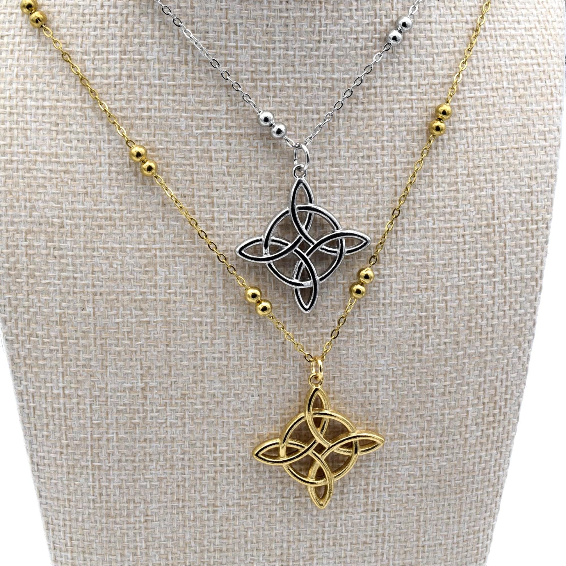 Pendant Star Cross Celtic Trinity Knot: Gold Silver Stainless Steel, Tarnish Resistant | DIY Jewelry Supplies, 28x31mm Loop