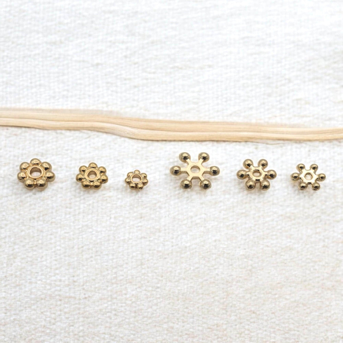 Daisy Flower 18K Gold Filled Alternative Beads Floral Spacers, Dainty Roundels (5-10mm Craft Supplies)