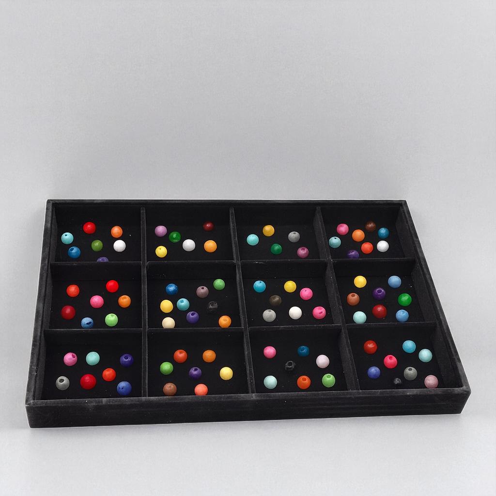 Black Velvet Jewelry Tray Organizer, 12 Compartments, Soft Velvet Interior (14x9.5x1.25 in, Rings & Earrings Storage)