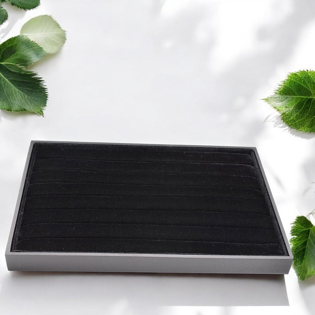 Black Velvet Ring Display Tray: Sleek Elegant Organizer - Soft Velvet, Secure Ring Storage, Trade Show and Craft Fair Essential