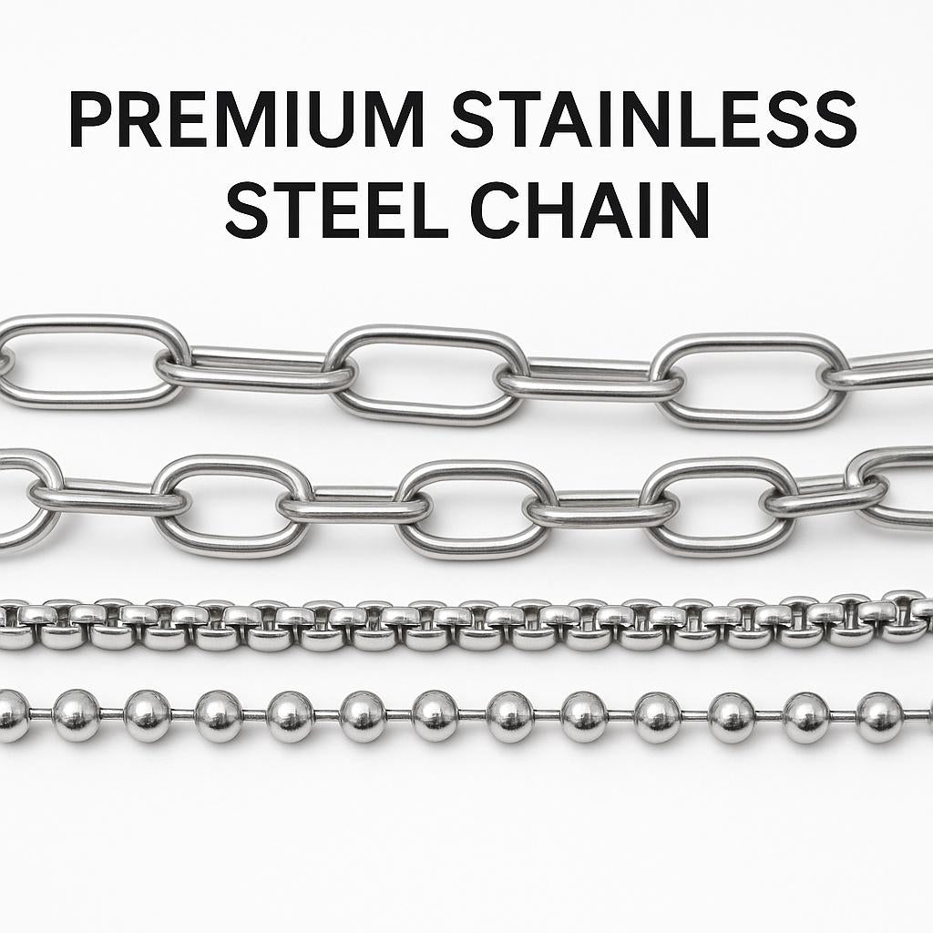 Chain For Jewelry: Stainless Steel Paper Clip, Ball & Link Chains | Silver Tone, Customizable | Sold By The Yard Or Roll