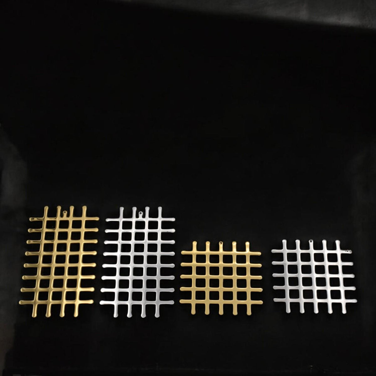 Stainless Steel Grid Pendant: Gold & Silver Geometric Charm, Modern Jewelry Supplies | Durable, Bold Design, 70x40mm or 45x45mm