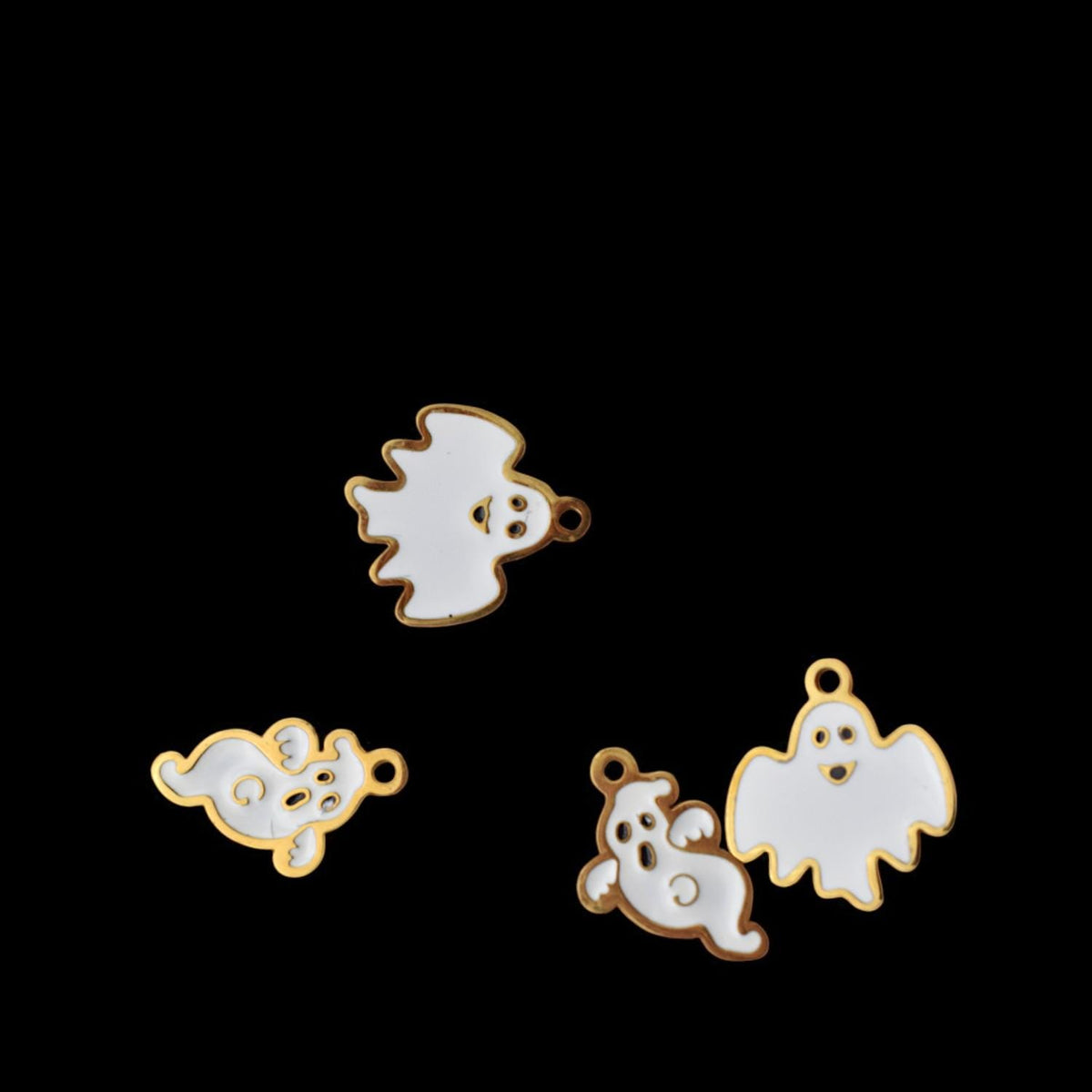 Halloween Ghost Pendants Stainless Steel Cute Enamel Charms with Gold Outline for Jewelry Making, DIY Necklace & Earring F...