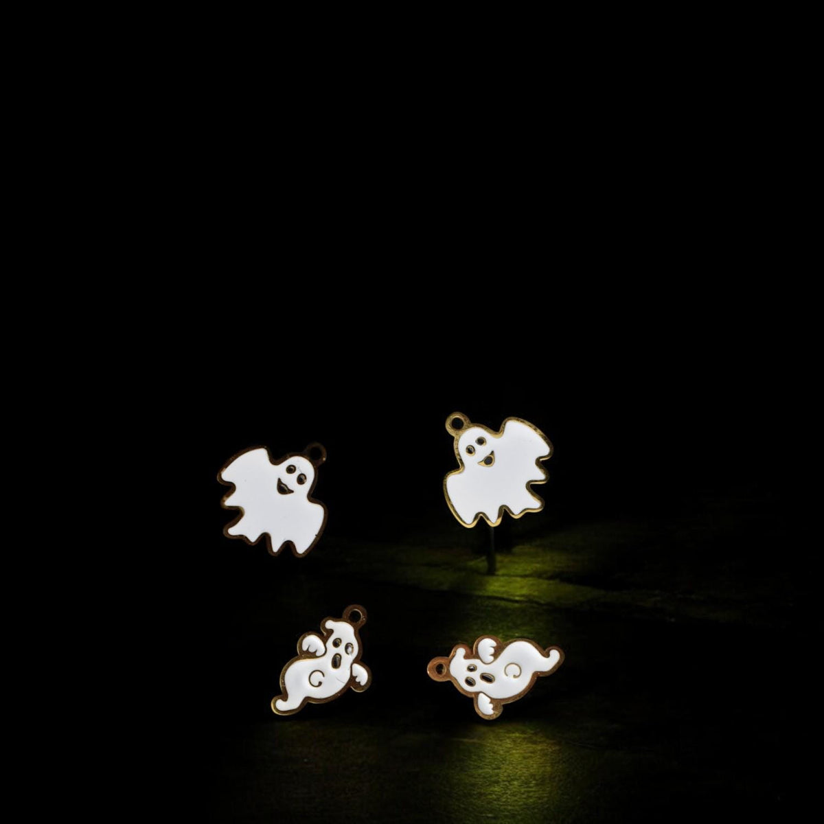 Halloween Ghost Pendants Stainless Steel Cute Enamel Charms with Gold Outline for Jewelry Making, DIY Necklace & Earring F...