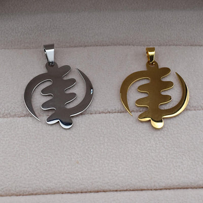 Gold and Silver Stainless Steel Gye Nyame Pendant   except for God   Powerful African Symbol Unisex Necklace Charm sold by...