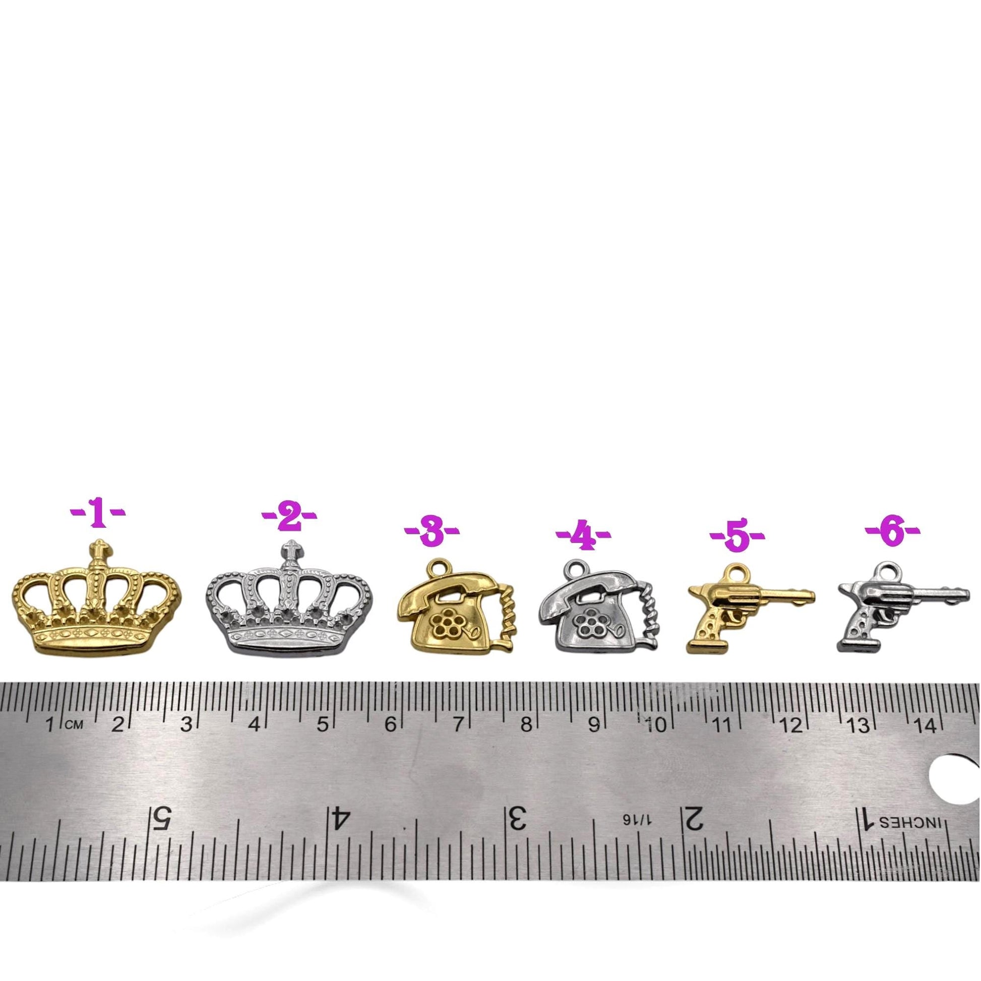 Regal Crown Pendants: Warm Gold & Cool Silver Finish - Lead-Free, Nickel Safe Charms for Jewelry Making