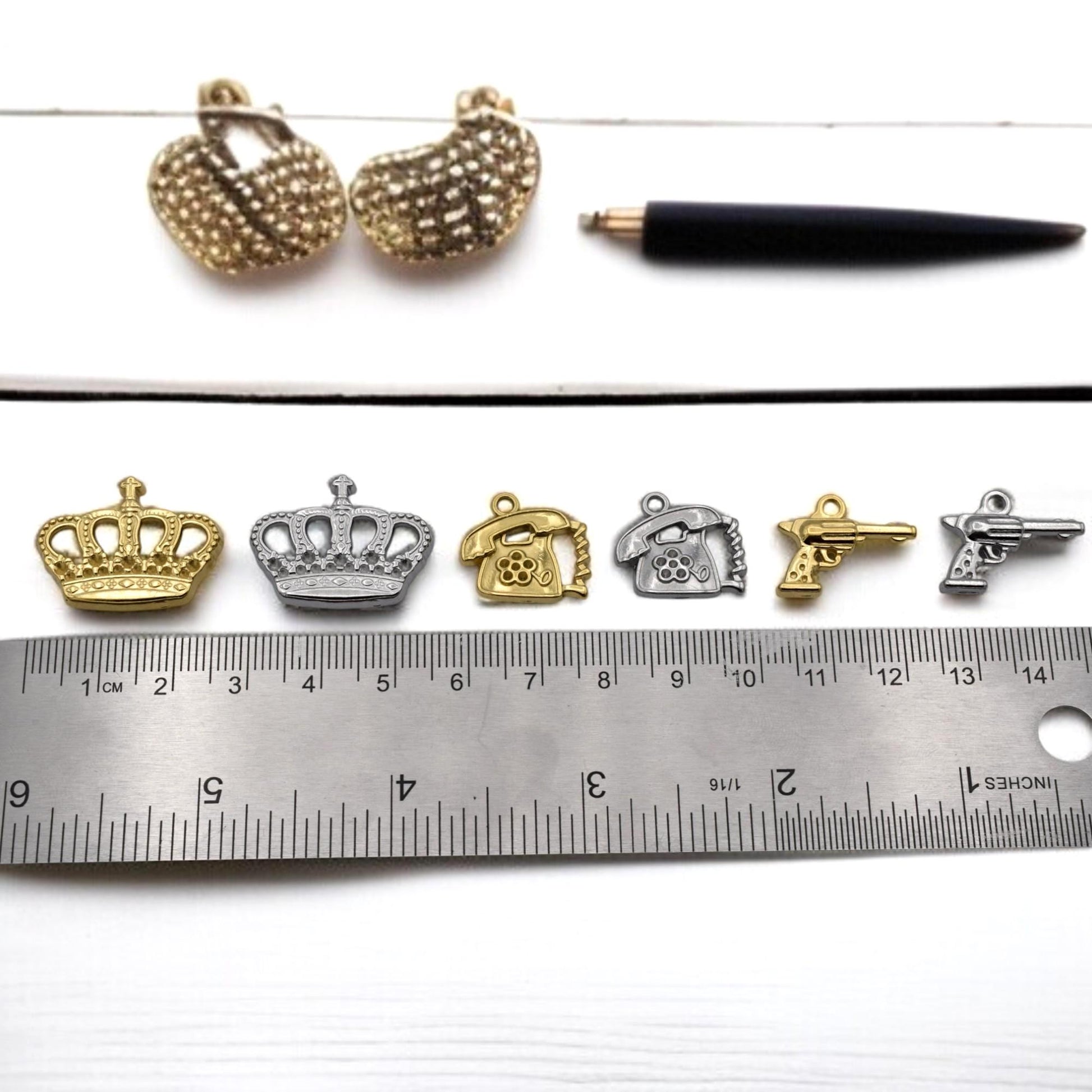 Regal Crown Pendants: Warm Gold & Cool Silver Finish - Lead-Free, Nickel Safe Charms for Jewelry Making