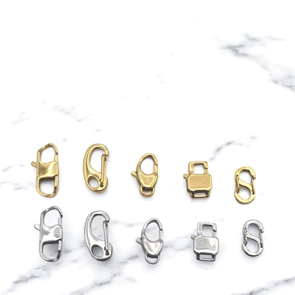 Gold Plated Lobster Clasps Snap: Jewelry Connectors for Necklaces Bracelets (Rectangle Shape, Gold & Silver Tone, 3 Pieces)