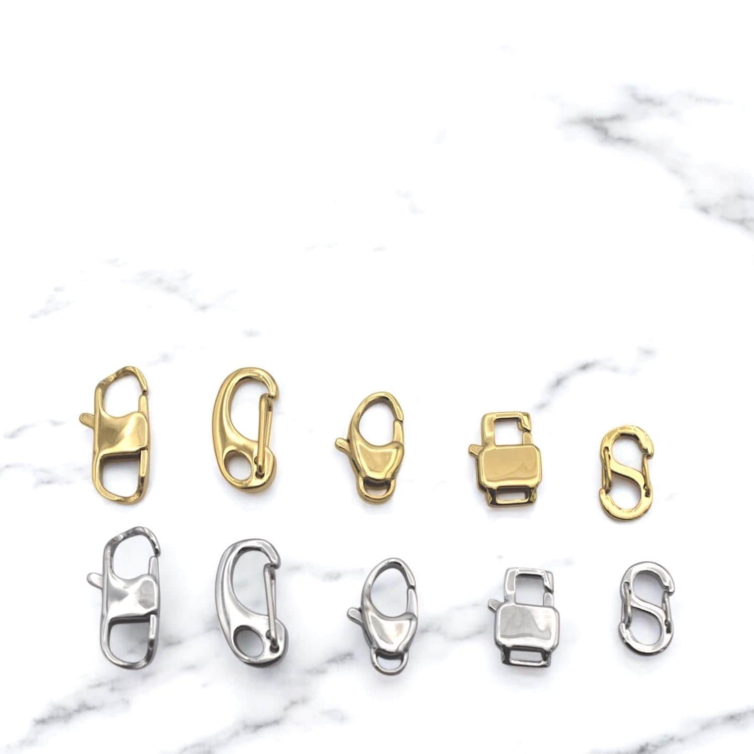 Gold Plated Lobster Clasps Snap: Jewelry Connectors for Necklaces Bracelets (Rectangle Shape, Gold & Silver Tone, 3 Pieces)