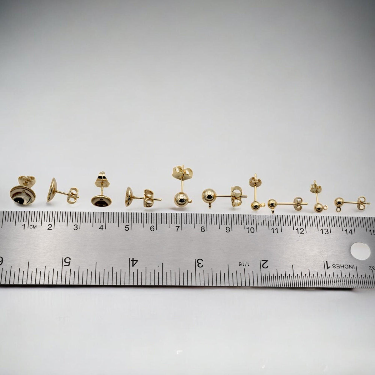 Ball Stud Earrings Set: Minimalist Gold Filled Round Dots - Multiple Sizes, Hypoallergenic Copper Base, Everyday Unisex Wear
