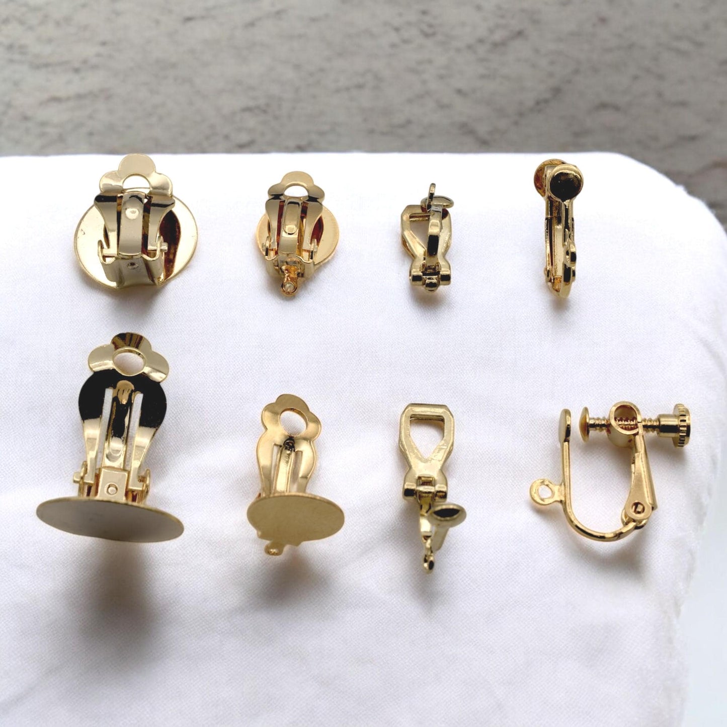 Clip On Earring Findings DIY Jewelry, Gold Filled Alternative Adjustable Screw Back, Flat Pad Clips (Non-Pierced, Pair)