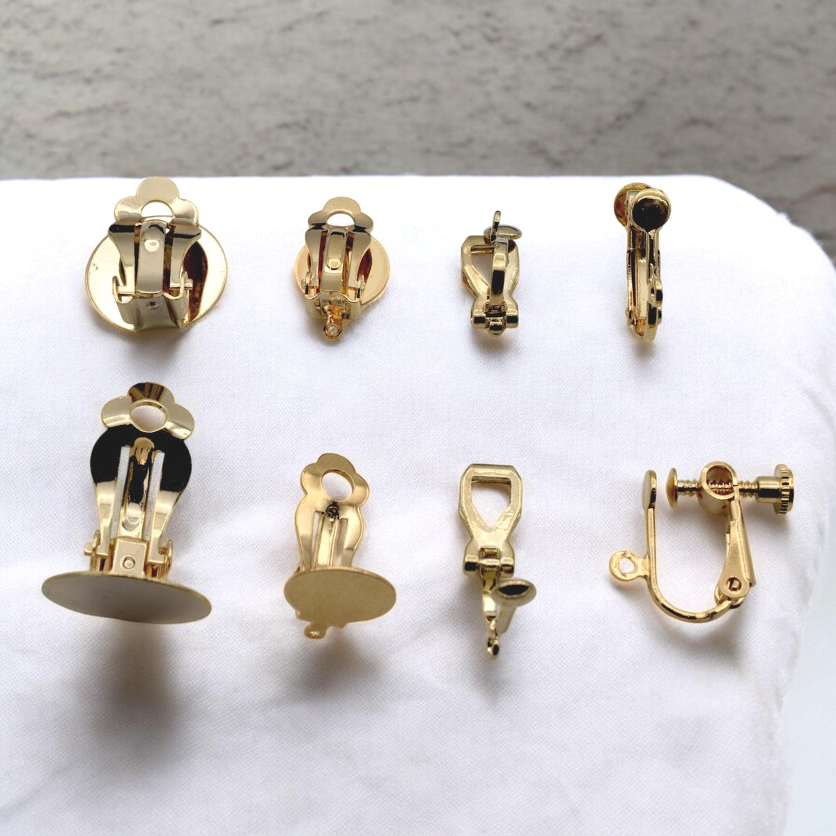 Clip On Earring Findings DIY Jewelry, Gold Filled Alternative Adjustable Screw Back, Flat Pad Clips (Non-Pierced, Pair)