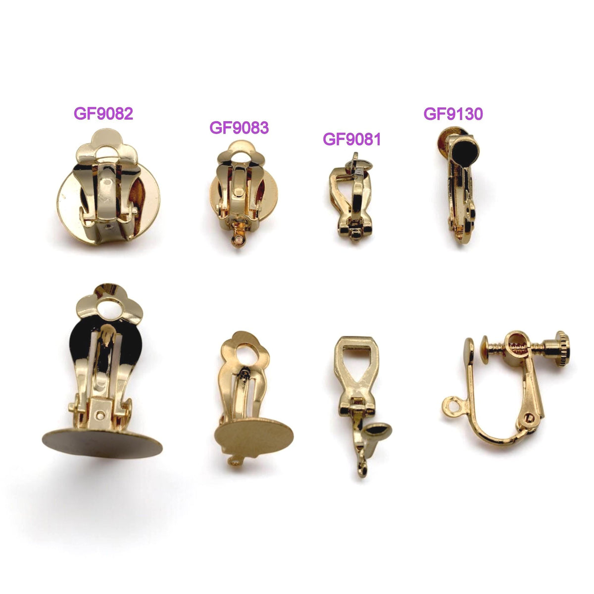 Clip On Earring Findings DIY Jewelry, Gold Filled Alternative Adjustable Screw Back, Flat Pad Clips (Non-Pierced, Pair)