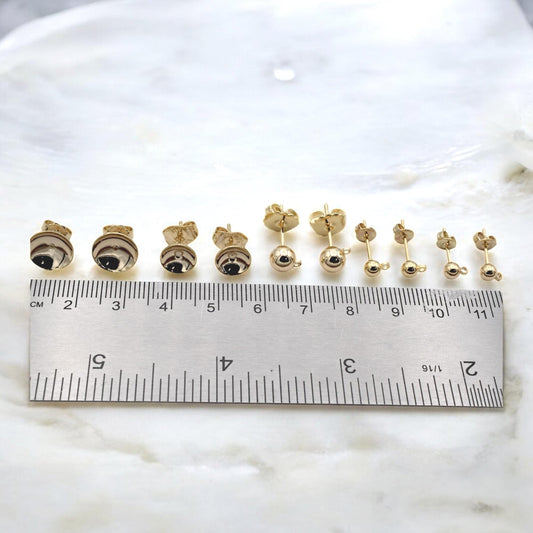 Gold Filled Alternative Ball Stud Earrings Set – Multiple Sizes Round Dot Studs, Hypoallergenic Minimalist Everyday Earrings, Unisex Jewelry
