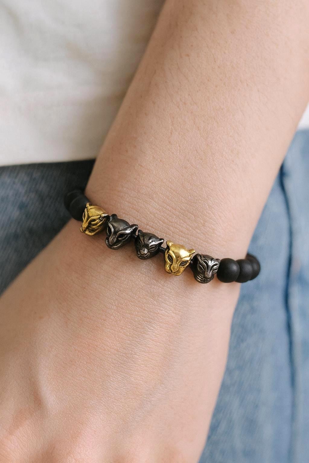 Leopard And Panther Head Beads: Antique Gold & Silver Finish - Large Hole, Durable Stainless Steel, Wildlife Jewelry Components