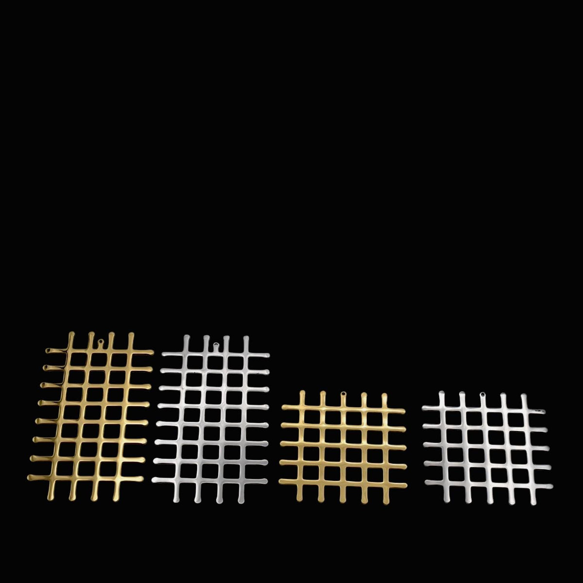 Stainless Steel Grid Pendant: Gold & Silver Geometric Charm, Modern Jewelry Supplies | Durable, Bold Design, 70x40mm or 45x45mm