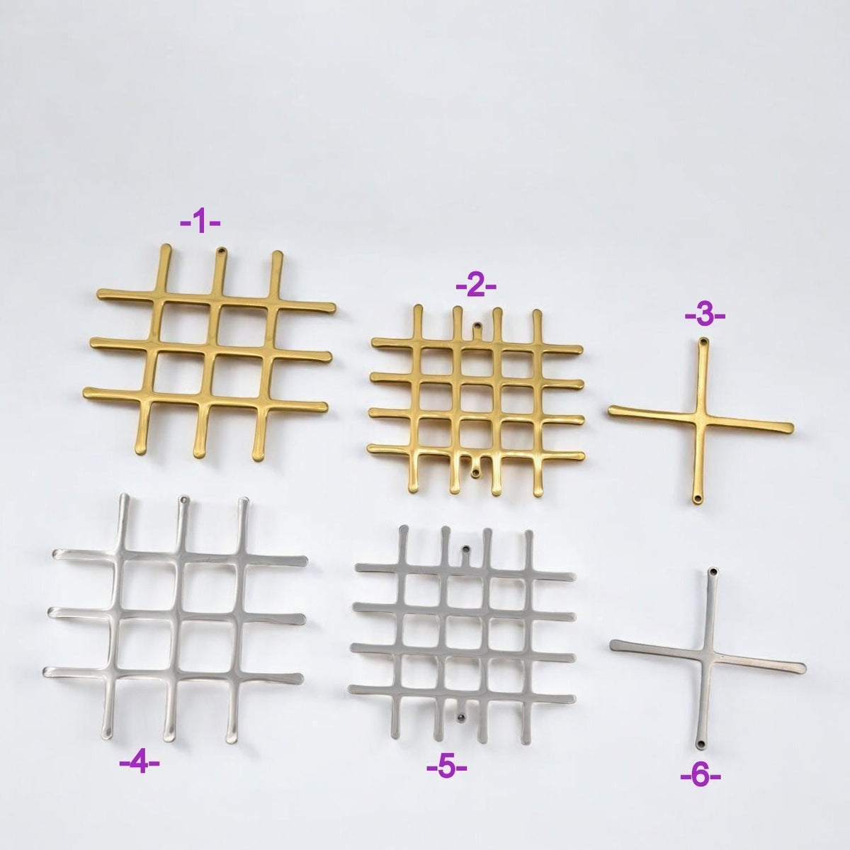 DIY Necklace Pendant Grid Lattice Design: Contemporary Gold Plated Cross Charms (Stainless Steel, 30-40mm, Jewelry Components)