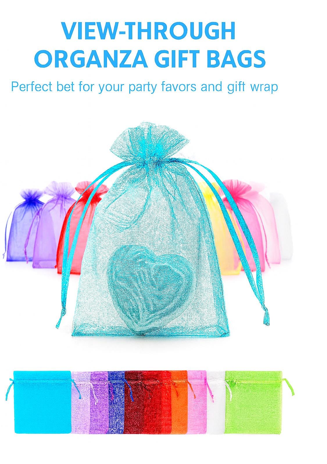100 Pcs Organza Bags Sheer Drawstring Gift Bags for Jewelry, Wedding Favors, Party Supplies, Candy, Perfume, Cosmetics, Bu...