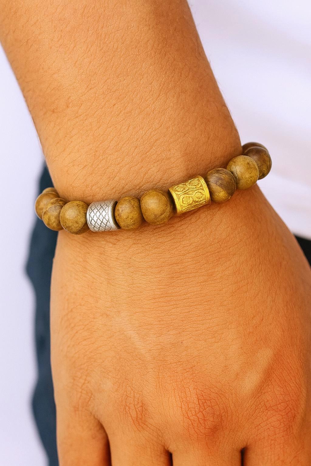 Beads Roundel Gold Large Hole Tubes, Textured Barrel Spacers (Hammered Bamboo Snakeskin, Stainless Steel, 12 Pieces Pack)