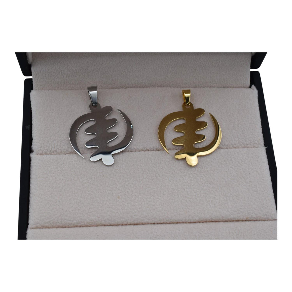 Gold and Silver Stainless Steel Gye Nyame Pendant   except for God   Powerful African Symbol Unisex Necklace Charm sold by...