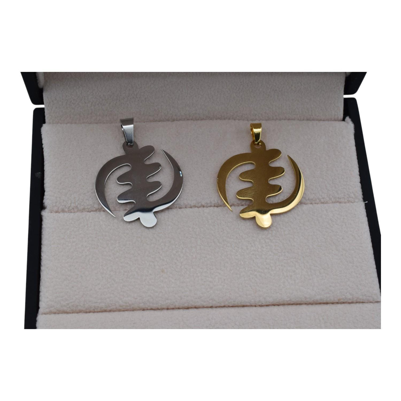 Gold and Silver Stainless Steel Gye Nyame Pendant   except for God   Powerful African Symbol Unisex Necklace Charm sold by...