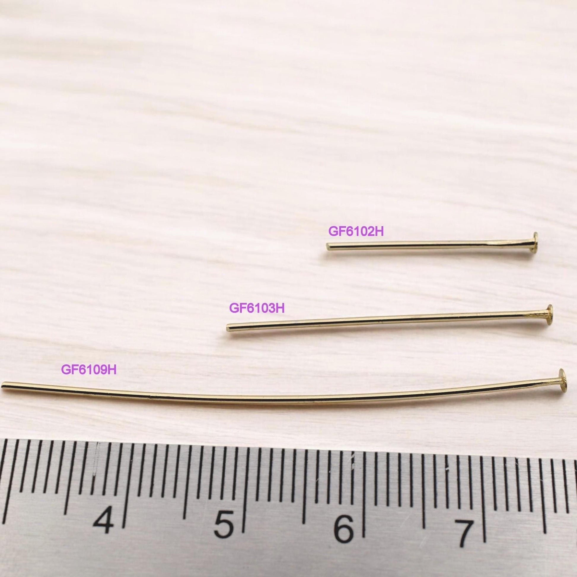 Gold Filled Alternative Head Pins Flat Back 20mm 30mm 50mm Jewelry Making Supplies for Earrings, Bracelets, Necklaces 1mm...