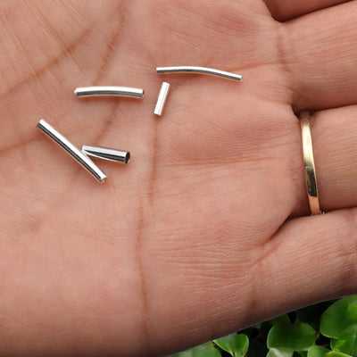 925 Sterling Silver Tube Spacer Beads   Curved & Straight Pipe Beads | Jewelry Making Supplies for Necklaces, Bracelets |...