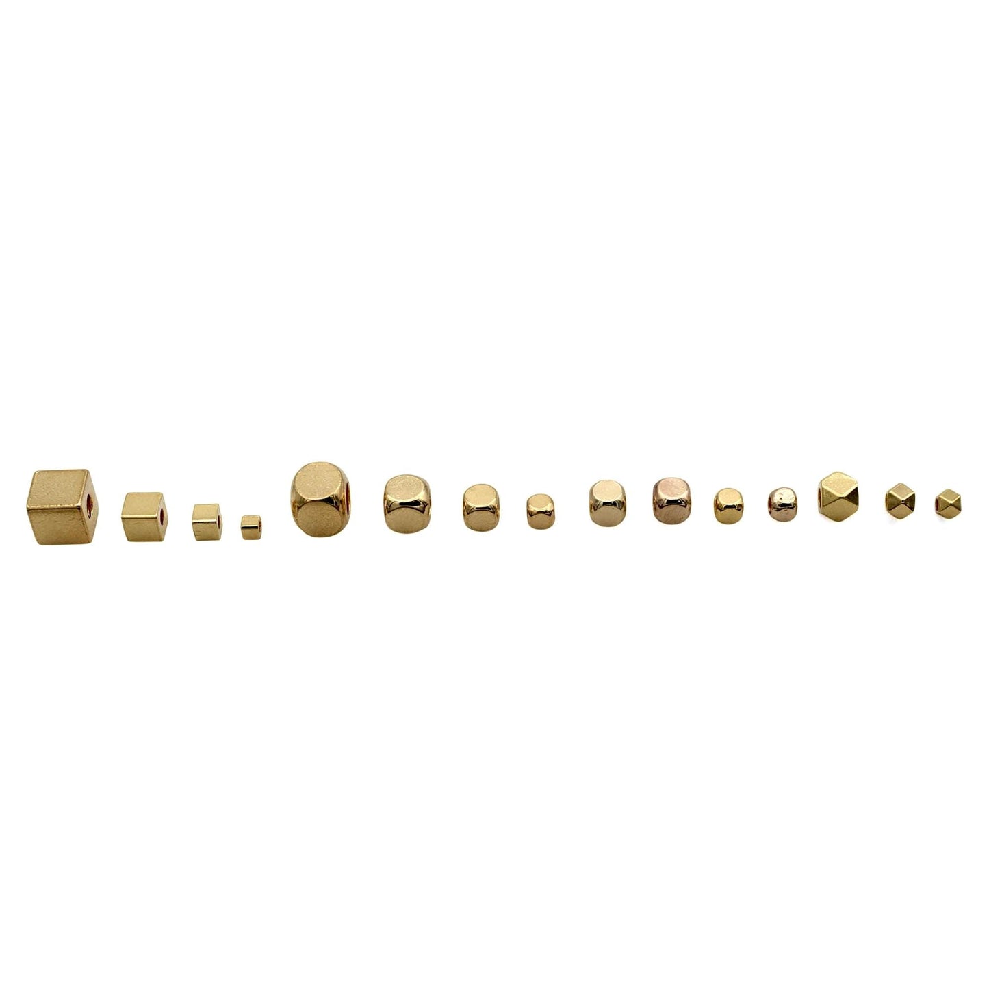 18k Gold Filled Alternative Cube Round Square Beads, Polished Gold Finish (2mm-6mm Sizes, Durable Craft Spacers, DIY Jewelry Making)
