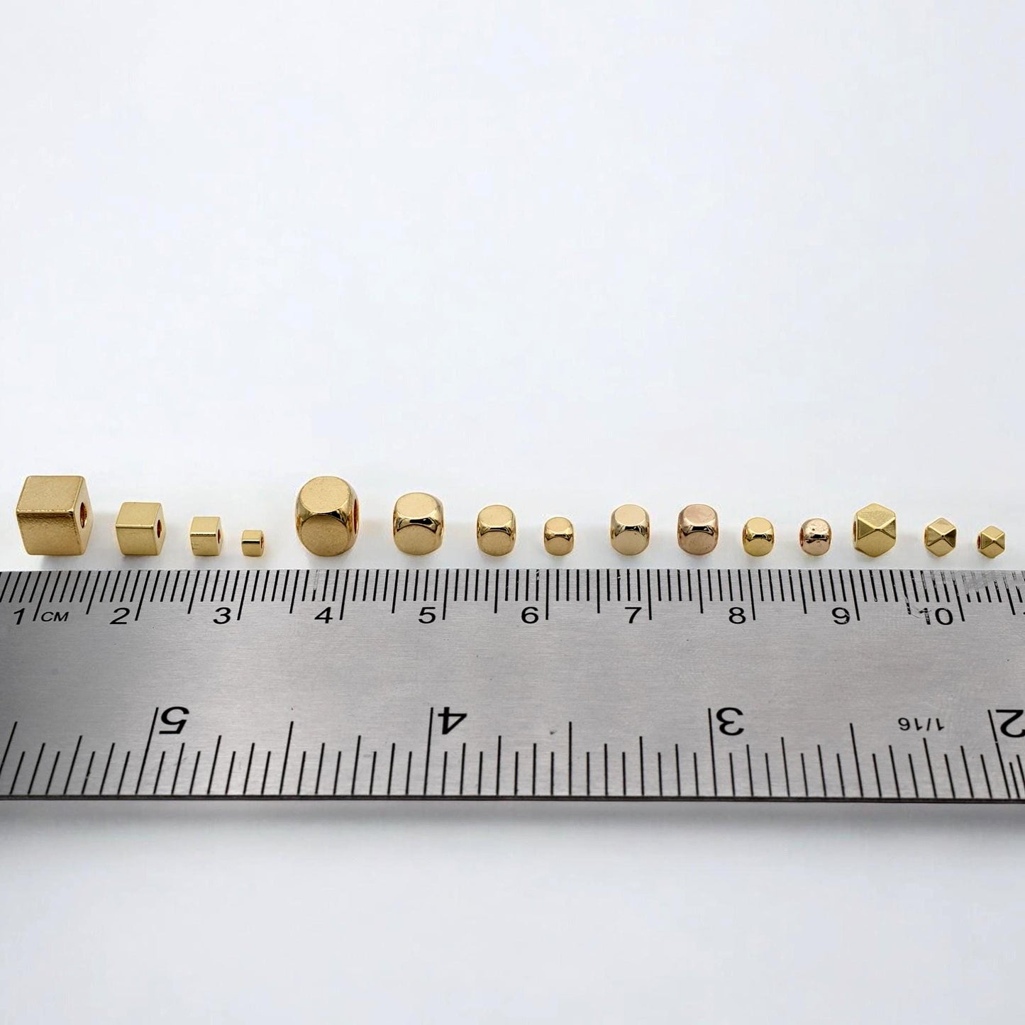 18k Gold Filled Alternative Spacer Beads Cube, Round, Square, Box Small 2mm   6mm for DIY Bracelets, Necklaces, Jewelry Ma...